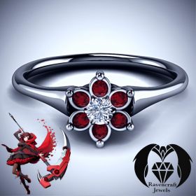 RWBY Ruby Rose Inspired Black Gold Engagement Ring