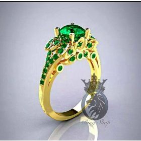 The Legend of Zelda Inspired Emerald Solitaire Gold Engagement Ring