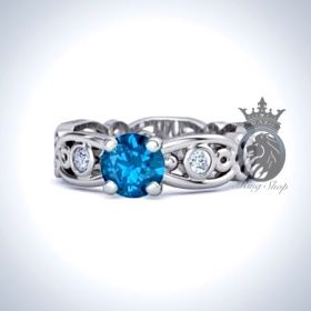 Disney Inspired Queen Elsa Aquamarine Engagement Promise Ring