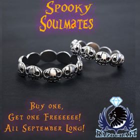 Spooky Soulmates White and Rose Gold Pumpkin Infinity Ring