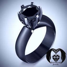 The Midnight Queen Black Diamond Modern Goth Engagement Ring