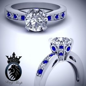 The Queens Crown Sapphire Diamond Vintage Engagement Ring