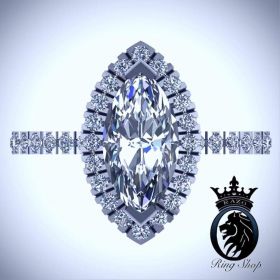 Exquisite Marquise Cut Halo Diamond Engagement Ring