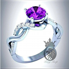 Purple Amethyst Infinity White Gold Promise Engagement Ring 