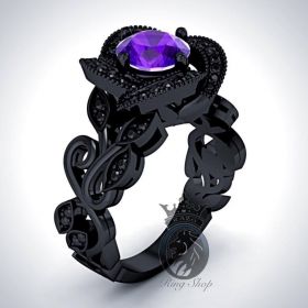 Maleficent Inspired Amethyst Floral Engagement Ring