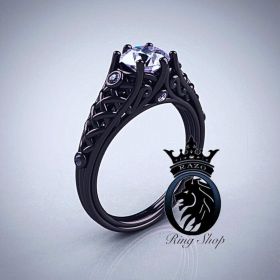Gothic Queen Black Gold Engagement Ring