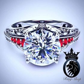 Eternal Vampire Queen White Gold Diamond and Ruby Engagement Ring