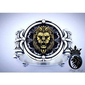 Men’s Silver or White Gold Lion Knight Band Ring
