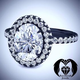 Back Gold Classic Oval Cut Halo Diamond Engagement Ring