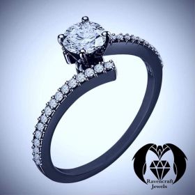 Simple Petite Black Gold Diamond Engagement Ring