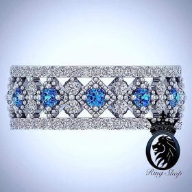 London Blue Topaz Royal Diamond Engagement Ring Band