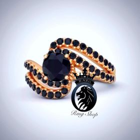Cleopatra Queen of Egypt Black Diamond Rose Gold Engagement Ring