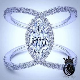 Marquise Diamond White Gold Halo Infinity Ring