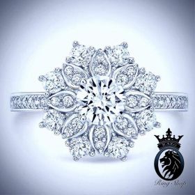 Snowflake Winter Queen White Gold Diamond Engagement Ring