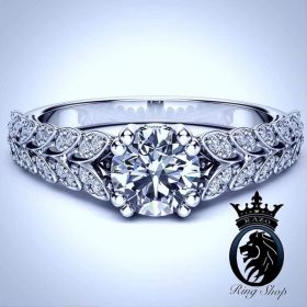 Nature Leaf White Gold Diamond Engagement Ring