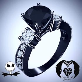 Jack Skellington Inspired Black Gold Diamond Engagement Ring