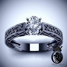 Bellatrix Lestrange Harry Potter Inspired Black Gold Diamond Engagement Ring