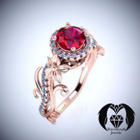 Persephone Mythology Inspired Ruby Rose Gold Engagement Ring