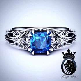 Cinderella Inspired Princess Cut Blue Topaz Engagement Ring