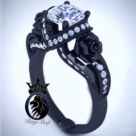 Black Rose Diamond Engagement Ring