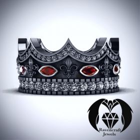 Dark Ruler Kings Crown Black Gold Engagement Ring