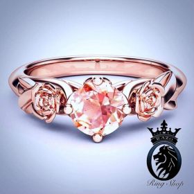 Morganite Rose Gold Flower Petite Engagement Ring