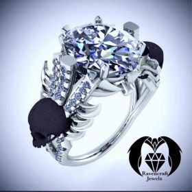 Epic Dragon Slayer Skull Diamond White Gold Engagement Ring