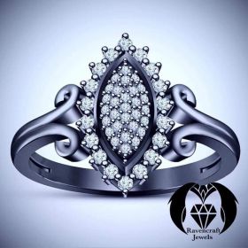 Victorian Black Gold Diamond Vintage Engagement Ring
