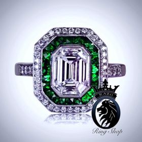 Vintage Hollywood 3.75cts Diamond and Emerald Engagement Ring