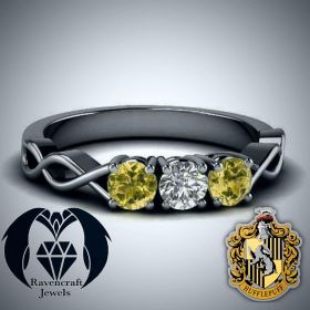 Harry Potter Hufflepuff inspired Yellow Citrine Diamond Engagement Ring
