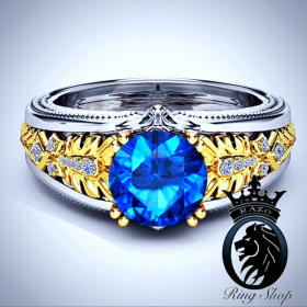 Steampunk Mermaid Blue Topaz Engagement Ring