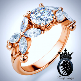 Rose Gold Butterfly Diamond Engagement Ring