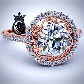 Rose Gold 4.75 CTS Vintage Halo Engagement Ring