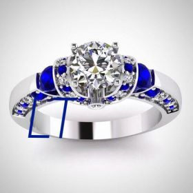 Doctor Who Inspired Elegant Sapphire Swarovski Engagement Ring