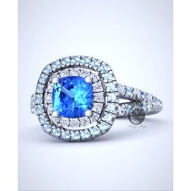 Cinderella Inspired Aquamarine Halo White Gold Engagement Ring