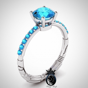 Jedi Blue Inspired Lightsaber Aquamarine Engagement Ring