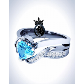 Aquamarine Heart Cut love Everlasting Engagement Ring