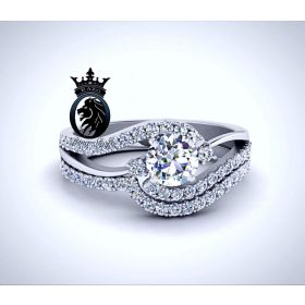 White Gold Swirl Diamond Engagement Ring Set