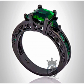 Black Gold and Princess Cut Emerald Engagement Ring