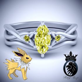 Pokemon Jolteon Inspired White Gold Citrine Engagement Ring