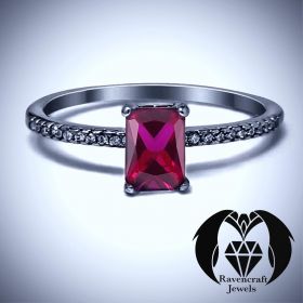 Radiant Cut Blood Ruby Vampire Princess Promise Ring