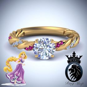 Repunzel’s Winter Wedding Diamond and Pink Ruby Engagement Ring