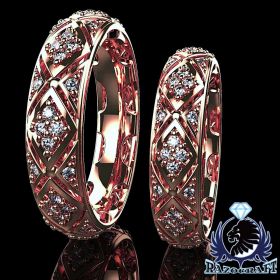 Rose Gold Diamond Wedding Band Ring Set