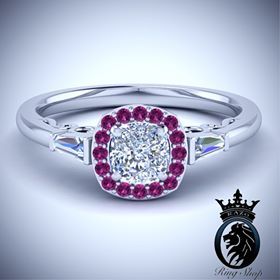 Cushion Cut Pink Ruby Halo Vintage Engagement Ring