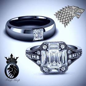 Game of Thrones House Stark Inspired His and Hers Engagement Ring Set