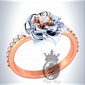 Briar Rose Inspired Rose and White Gold Diamond Engagement Ring