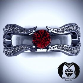 Satan’s Bride Black Gold Blood Ruby Engagement Ring