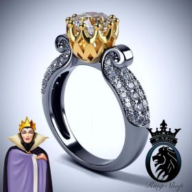 Snow White Evil Queen Inspired Black Gold Crown Engagement Ring