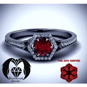 Star Wars Sith Black Gold Ruby Dark Side Engagement Ring