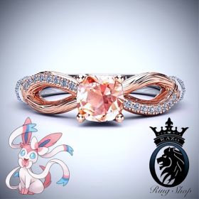 Pokemon Slyveon Inspired Rose Gold Morganite Engagement Ring